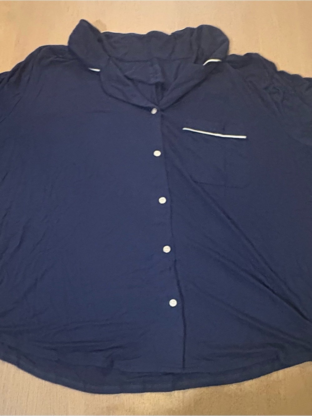 Stars Above Navy Button-Up Pajama Top with Contrast Piping 4X